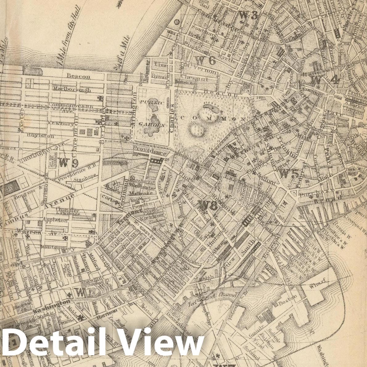 Historic Map : Boston 1872 , Vintage Wall Art