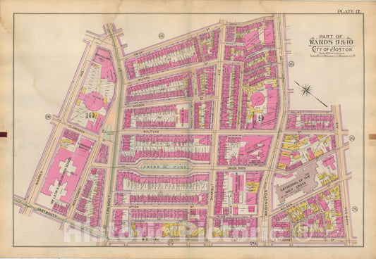 Historic Map : Atlas of Boston Proper, 1898 Plate 017 , Vintage Wall Art