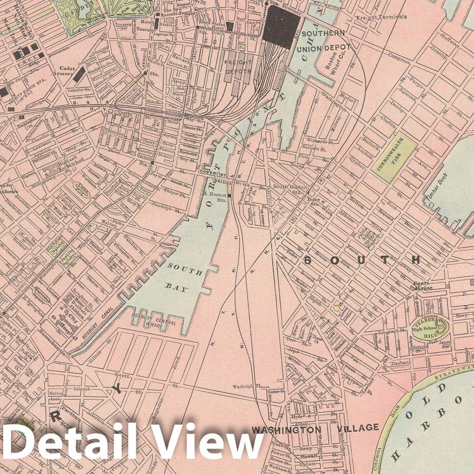Historic Map : Boston 1903 , Rand McNally Business Atlas , Vintage Wall Art