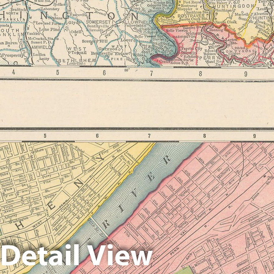 Historic Map : Pittsburgh 1903 , Rand McNally Business Atlas , Vintage Wall Art
