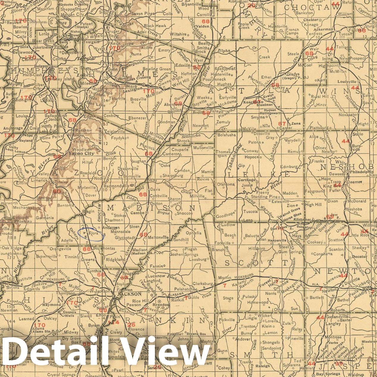 Historic Map : Mississippi 1925 , Vintage Wall Art