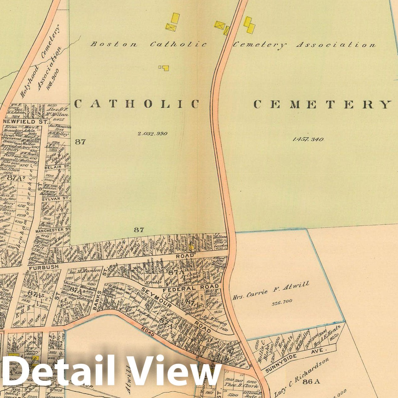 Historic Map : Atlas City of Boston, West Roxbury 1914 Plate 030 , Vintage Wall Art
