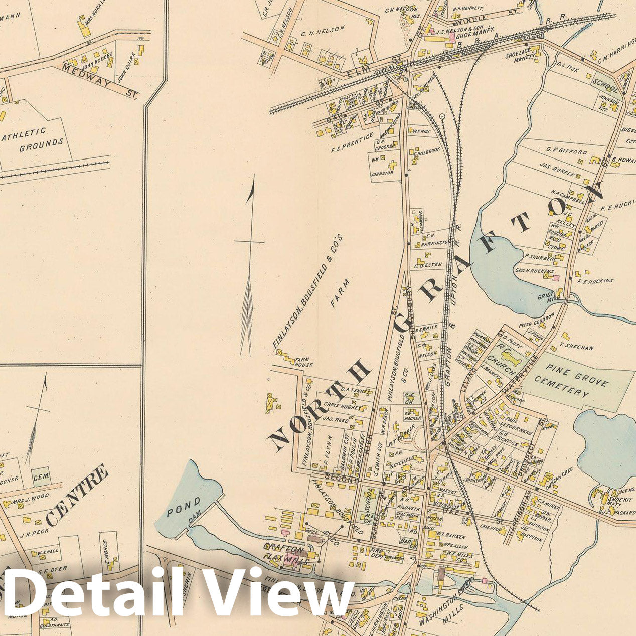 Historic Map : New Topo Atlas County of Worcester, Grafton & Milford 1898 Plate 011 , Vintage Wall Art