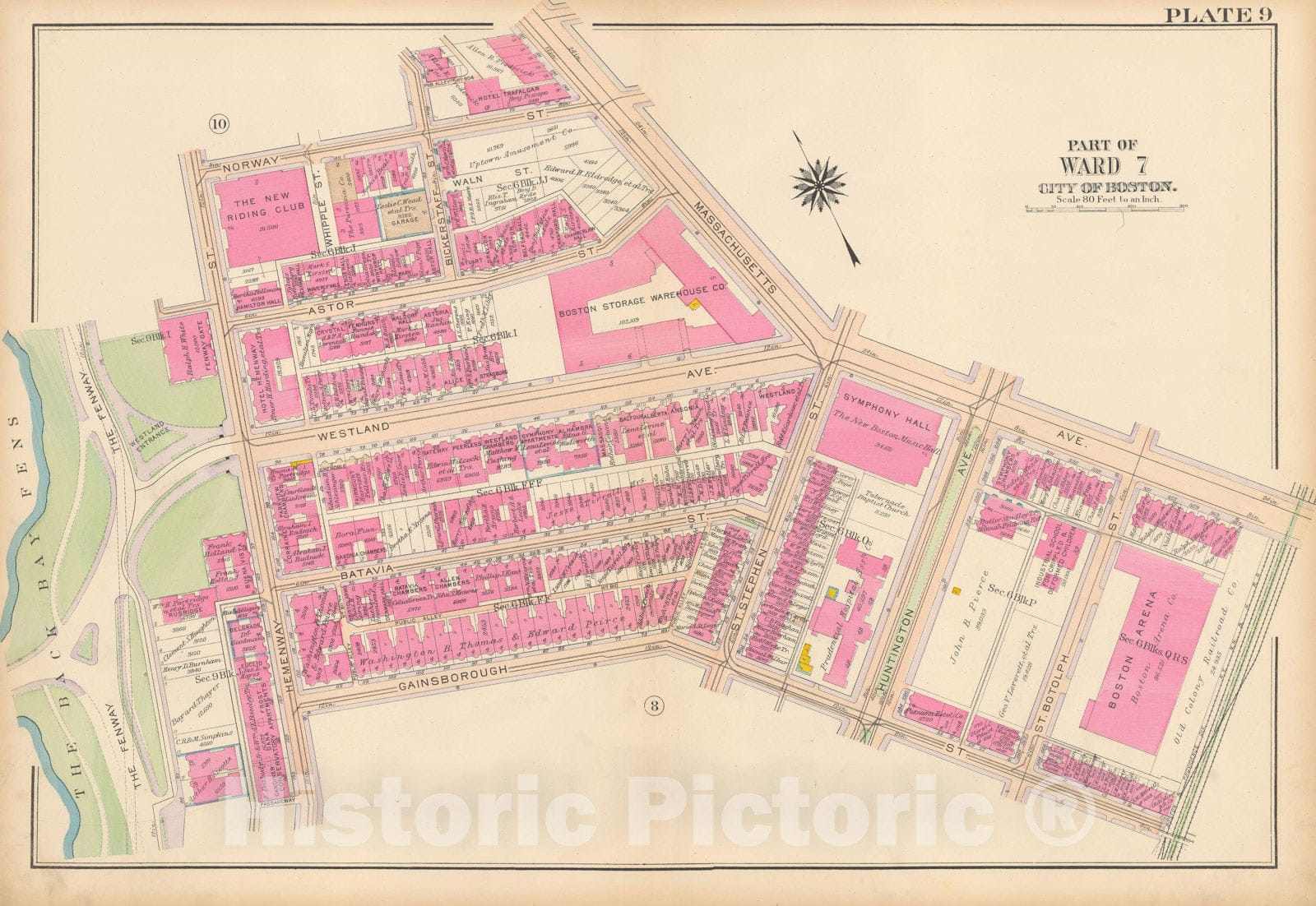Historic Map : Atlas City of Boston, Roxbury, Roxbury 1915 Plate 009 , Vintage Wall Art