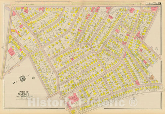 Historic Map : Atlas City of Boston, Dorchester, Dorchester 1918 Plate 015 , Vintage Wall Art