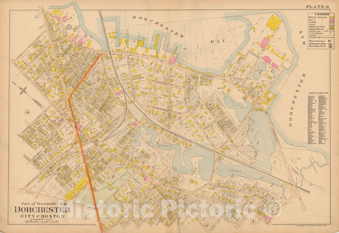 Historic Map : Atlas of Dorchester, West Roxbury and Brighton, Dorchester 1899 Plate 006 , Vintage Wall Art