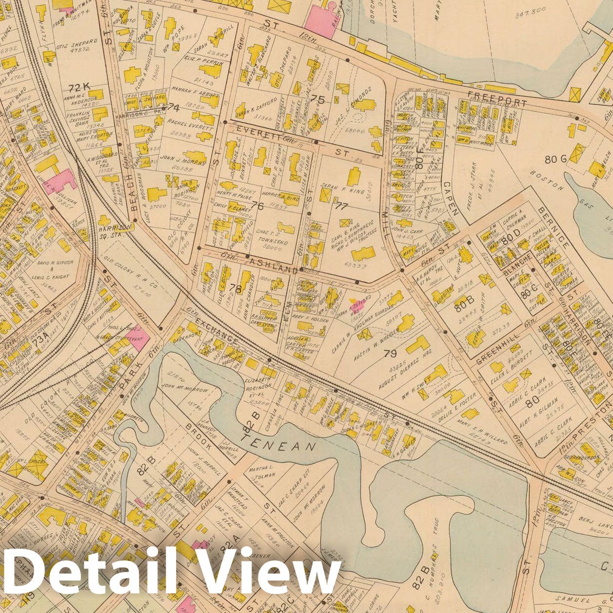 Historic Map : Atlas of Dorchester, West Roxbury and Brighton, Dorchester 1899 Plate 006 , Vintage Wall Art