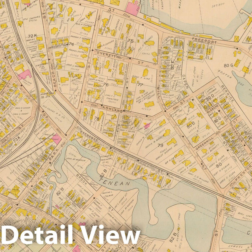 Historic Map : Atlas of Dorchester, West Roxbury and Brighton, Dorchester 1899 Plate 006 , Vintage Wall Art