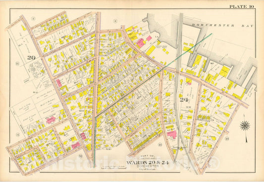 Historic Map : Atlas City of Boston, Vol. 5, Dorchester, 4th Ed., Dorchester 1904 Plate 010 , Vintage Wall Art