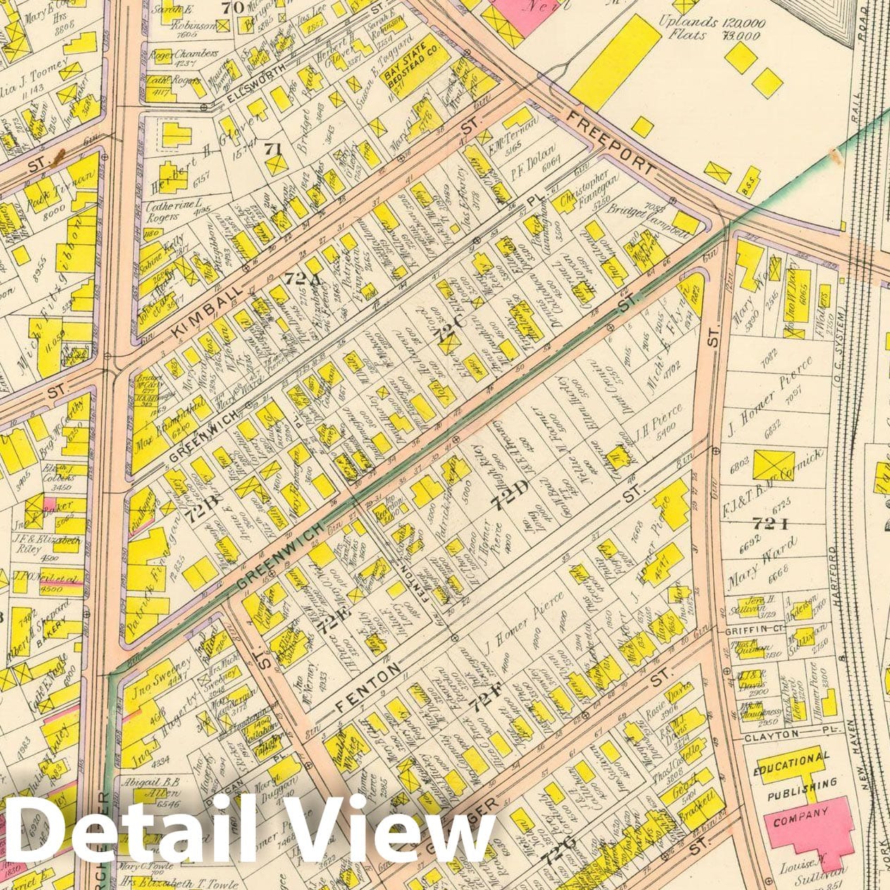 Historic Map : Atlas City of Boston, Vol. 5, Dorchester, 4th Ed., Dorchester 1904 Plate 010 , Vintage Wall Art