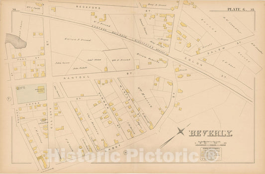 Historic Map : Atlas of Beverly, MA, Beverly 1880 Plate G , Vintage Wall Art