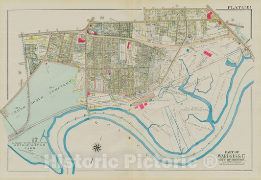 Historic Map : Atlas City of Boston, Dorchester, Dorchester 1933 Plate 033 , Vintage Wall Art