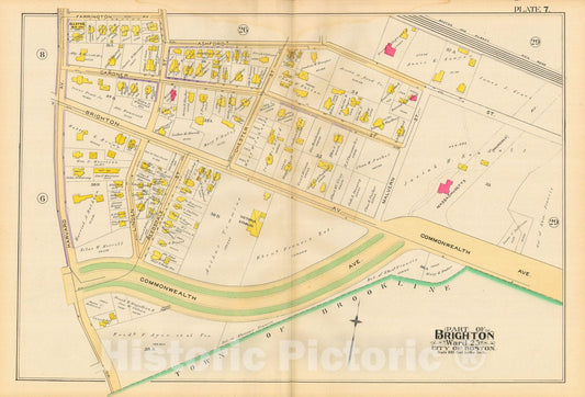 Historic Map : Atlas City of Boston, Volume 7, Brighton Mass., Allston & Brighton 1890 Plate 007 , Vintage Wall Art