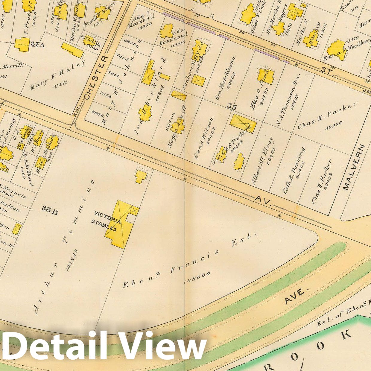 Historic Map : Atlas City of Boston, Volume 7, Brighton Mass., Allston & Brighton 1890 Plate 007 , Vintage Wall Art