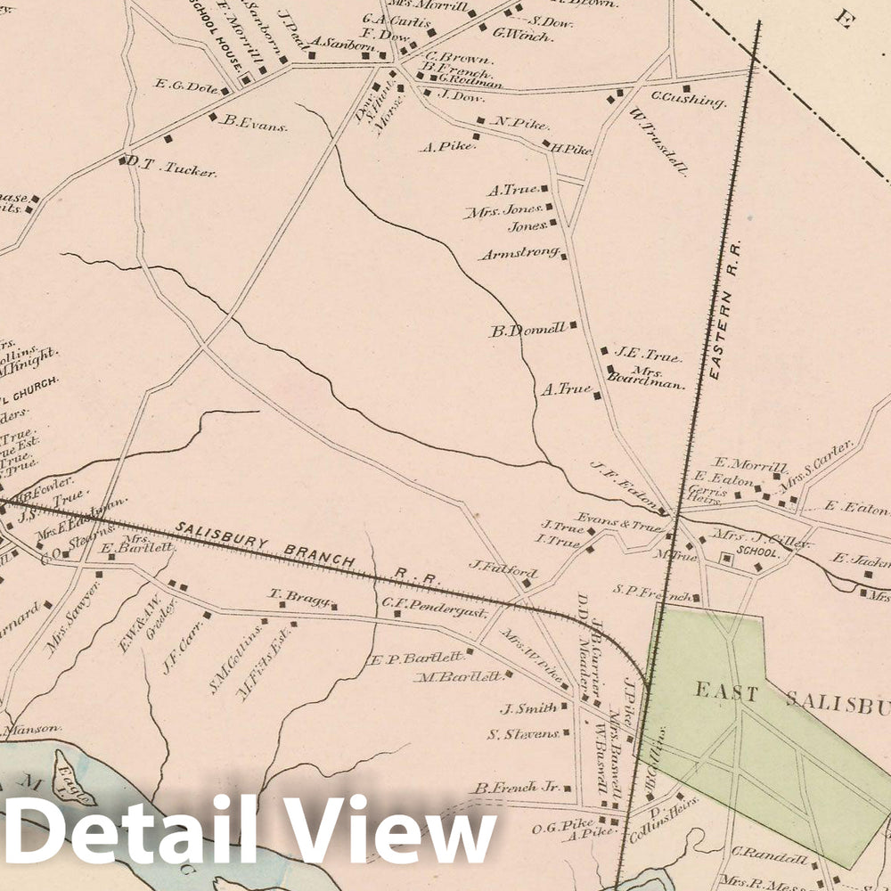 Historic Map : Atlas of Essex County, Salisbury 1884 , v3, Vintage Wall Art