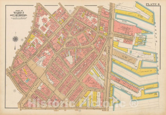 Historic Map : Atlas City of Boston, Boston 1938 Plate 008 , Vintage Wall Art