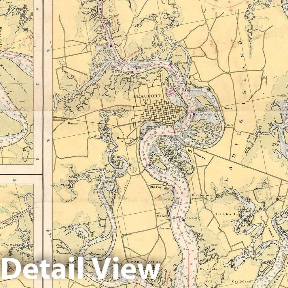 Historic Map : Coastal Charts - SC Intracoastal: Wadmalaw R to Port Royal Sound 1948 , Vintage Wall Art