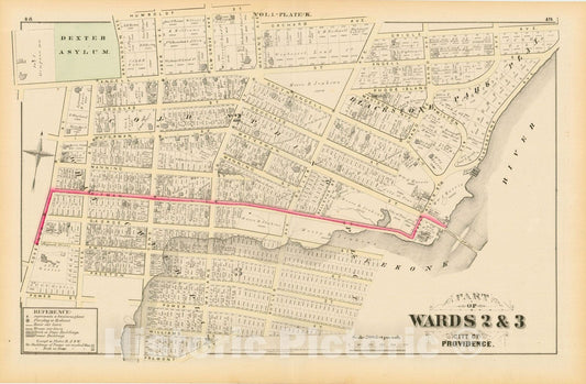 Historic Map : City Atlas of Providence Rhode Island by Wards, Volume I, Providence 1875 Plate K , Vintage Wall Art