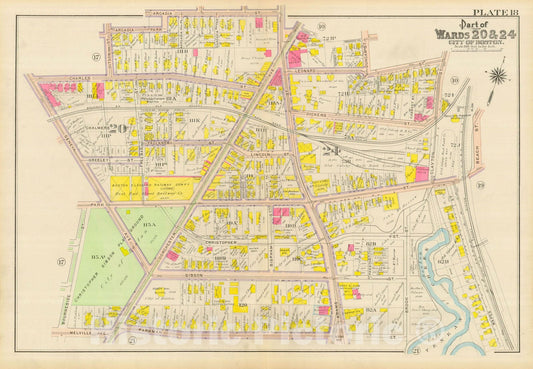 Historic Map : Atlas City of Boston, Dorchester, Dorchester 1910 Plate 018 , Vintage Wall Art