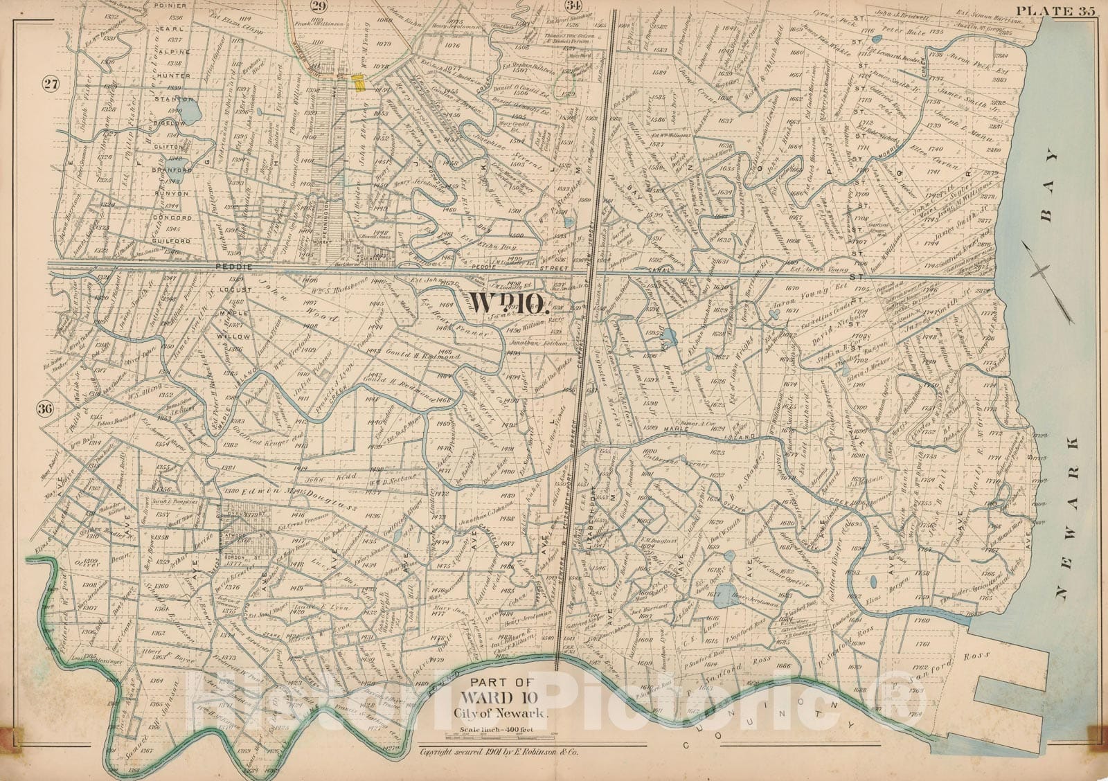 Historic Map : Atlas City of Newark, Newark 1901 Plate 035 , Vintage Wall Art