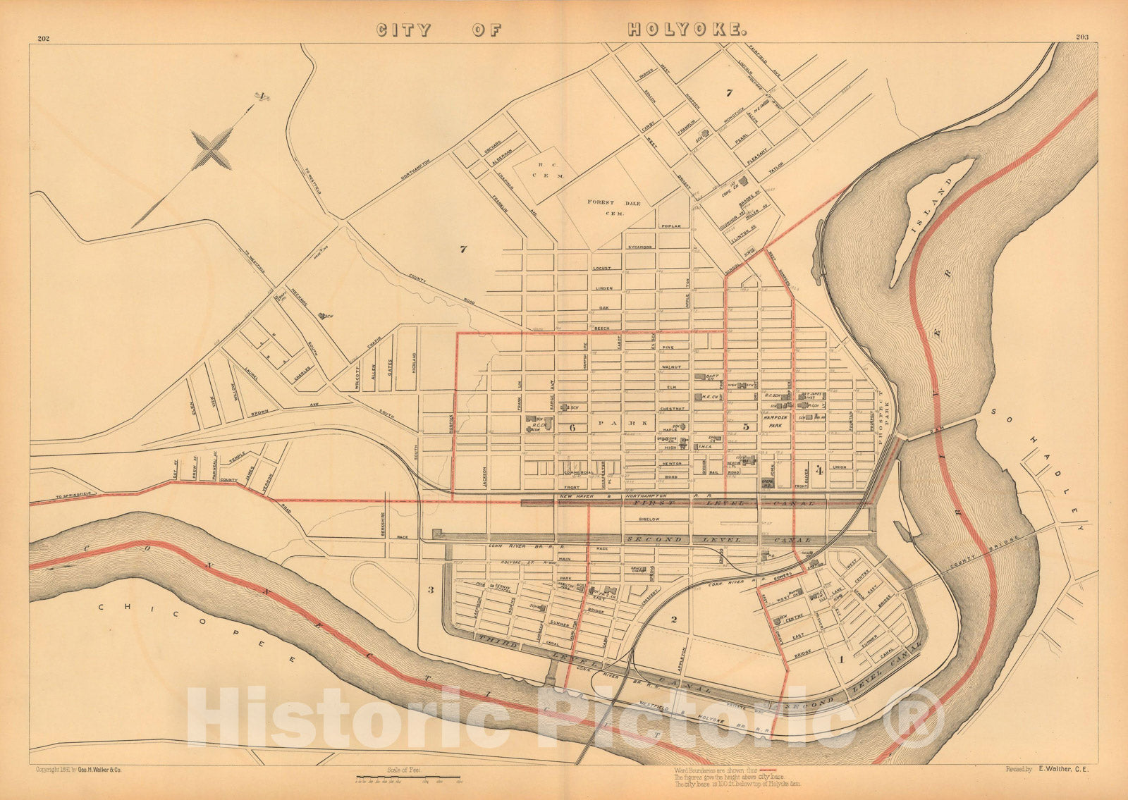 Historic Map : Atlas of Massachusetts, Holyoke 1891 , Vintage Wall Art