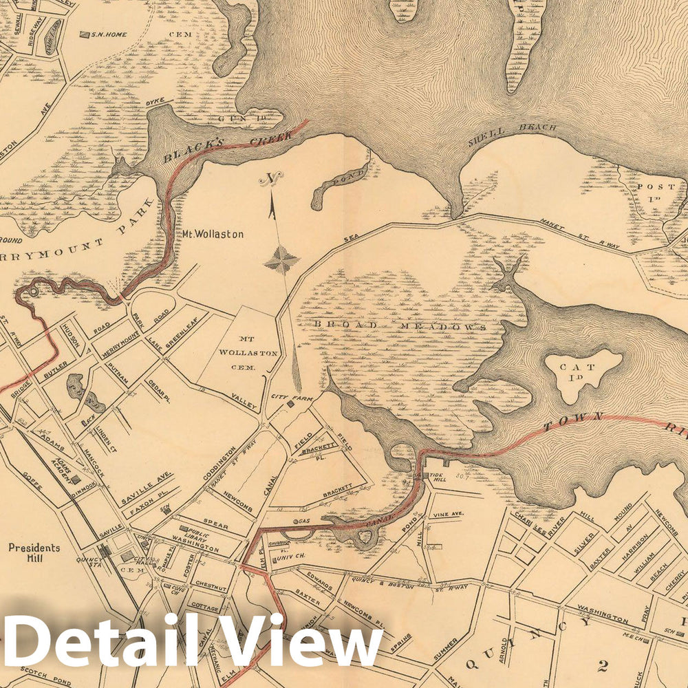 Historic Map : Atlas of Massachusetts, Quincy 1891 , Vintage Wall Art