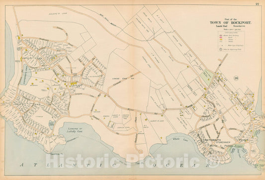 Historic Map : Atlas of Cape Ann, Gloucester, Rockport and Manchester, Rockport 1899 Page 27 , Vintage Wall Art