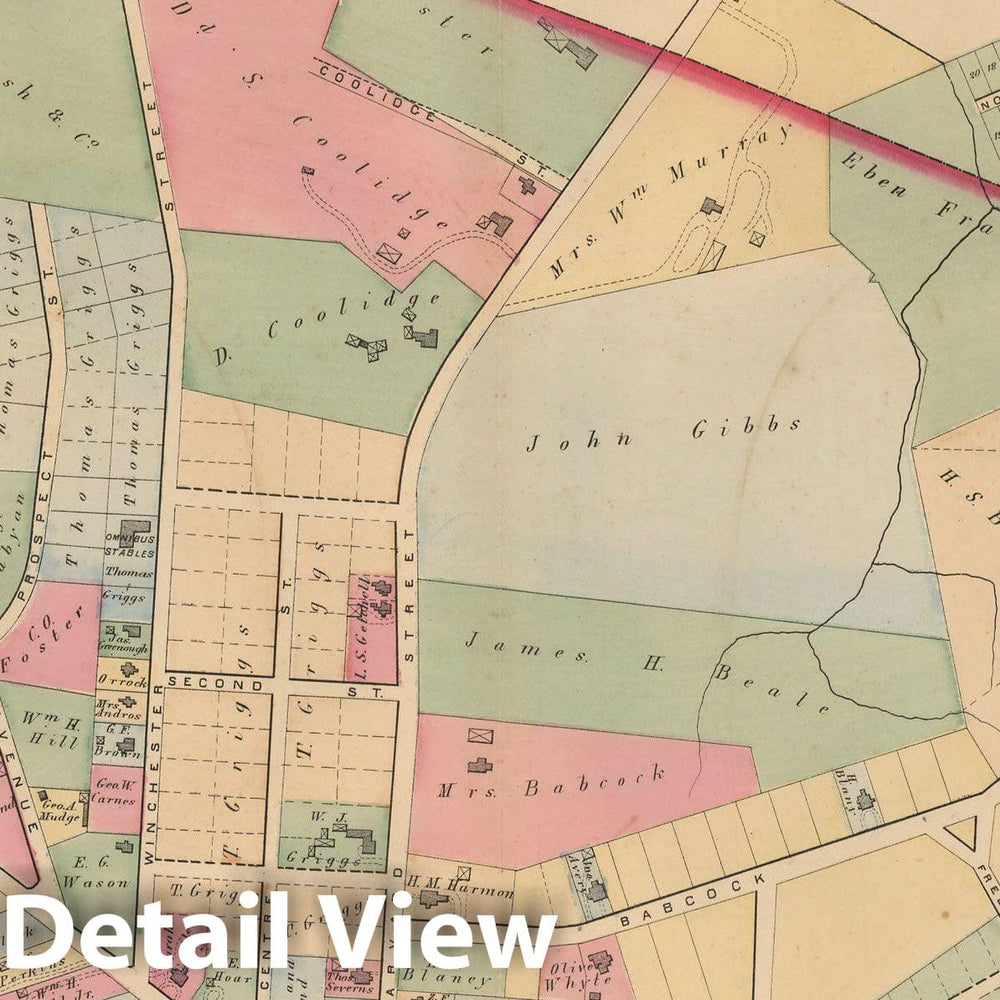 Historic Map : Atlas Town of Brookline, Brookline 1874 Plate F , Vintage Wall Art