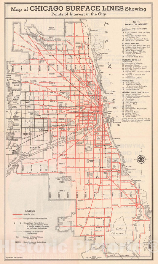 Historic Map : Chicago Transit Maps, Surface Lines Railroad Catography , v2, Vintage Wall Art