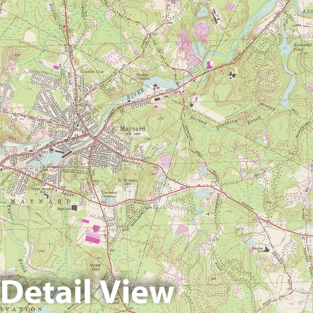 Historic Map : USGS 7.5 Minute Sheets and Quadrangles, Maynard 1979 Topographic Map , Vintage Wall Art