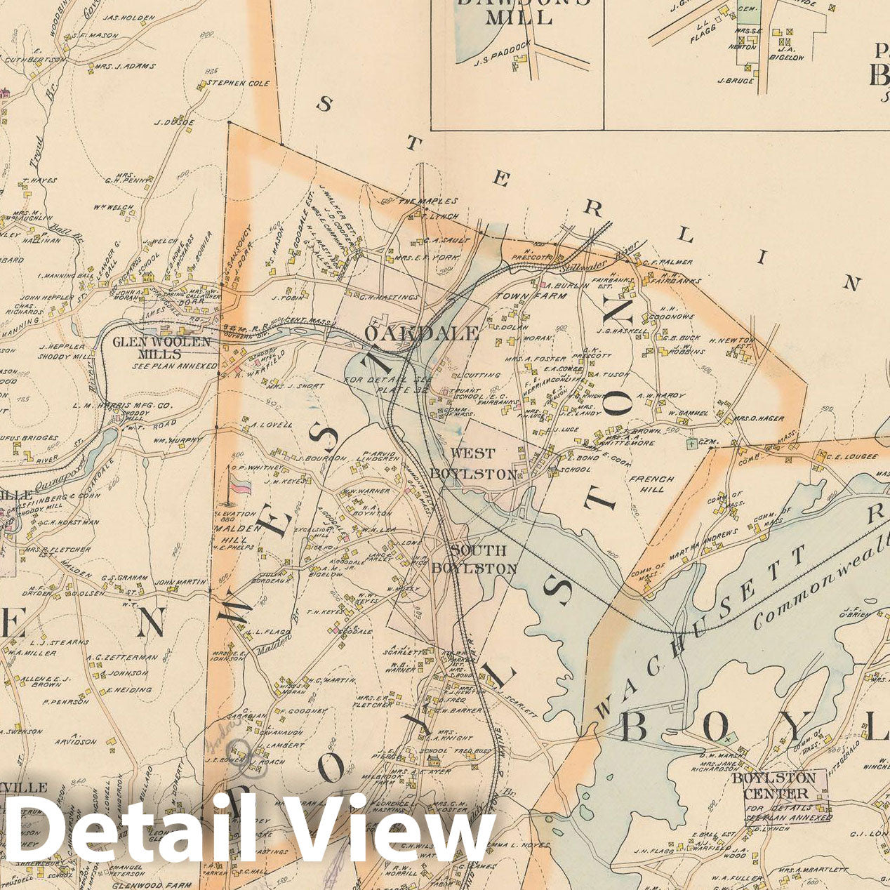 Historic Map : New Topo Atlas County of Worcester, Boylston & Holden & West Boylston 1898 Plate 031 , Vintage Wall Art