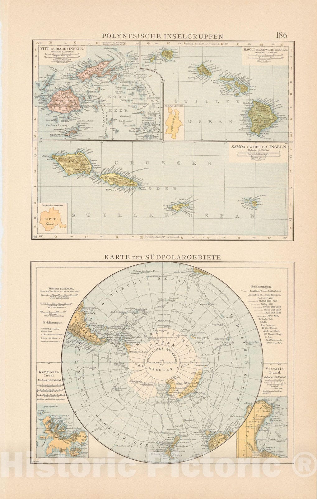 Historic Map : Polynesia 1899 , Andrees Allgemeiner Handatlas , Vintage Wall Art