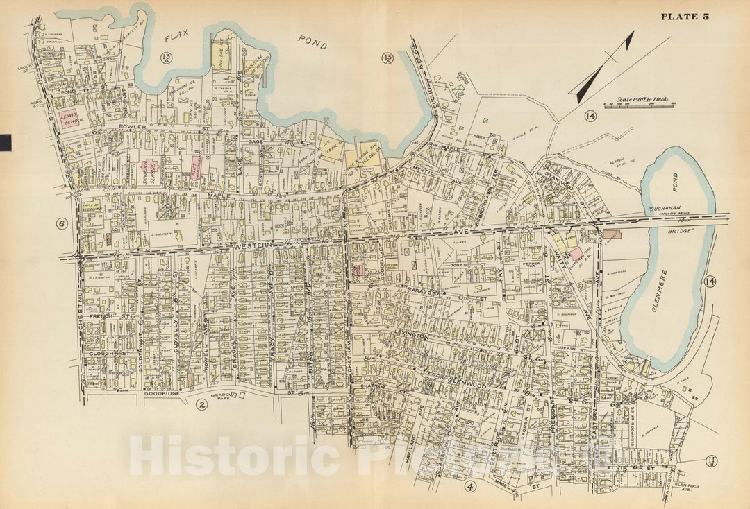 Historic Map : Atlas of Lynn, Nahant & Swampscott, Lynn 1924 Plate 005 , Vintage Wall Art