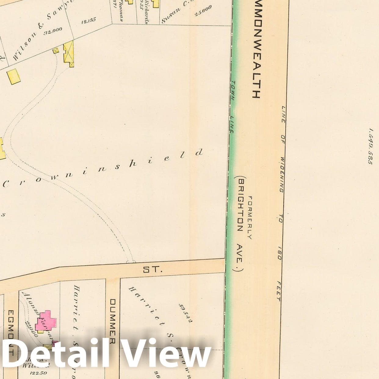 Historic Map : Atlas Town of Brookline, Brookline 1888 Plate B , Vintage Wall Art
