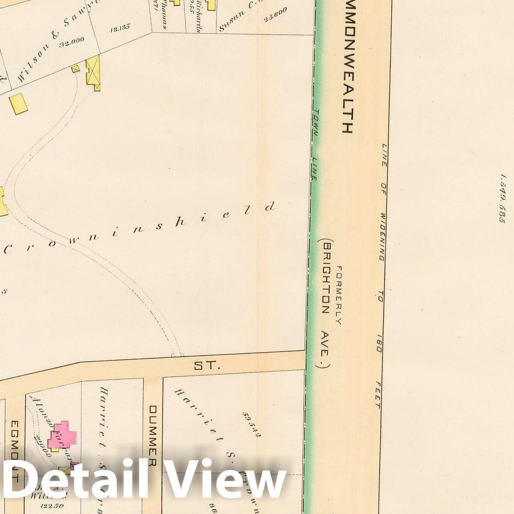 Historic Map : Atlas Town of Brookline, Brookline 1888 Plate B , Vintage Wall Art