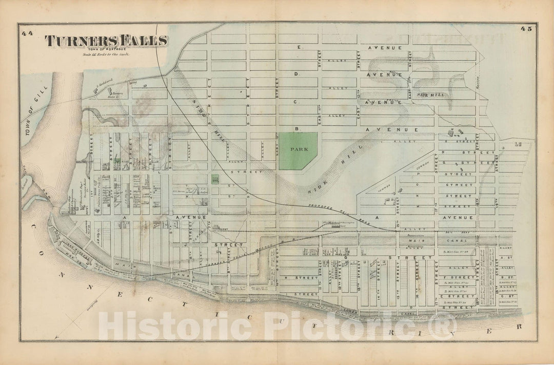 Historic Map : Atlas of Franklin Co. Massachusetts, Montague 1871 , Vintage Wall Art