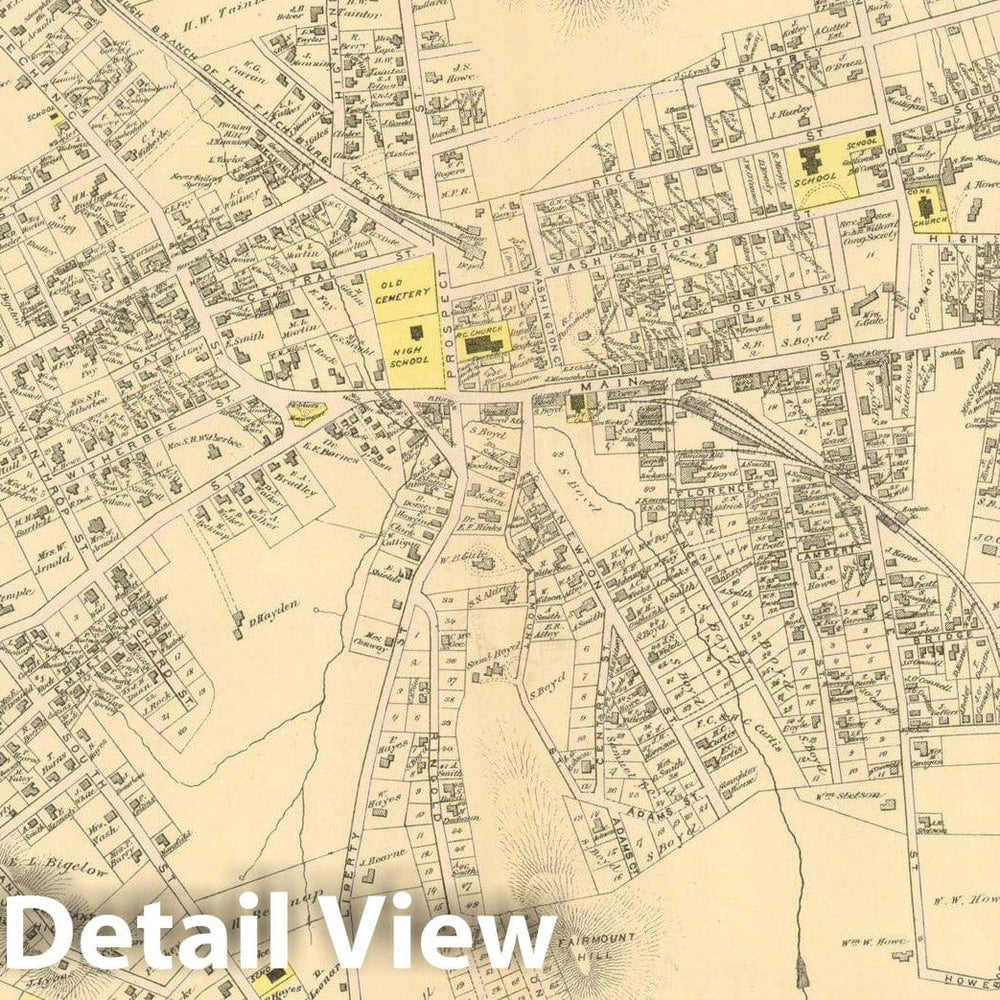 Historic Map : County Atlas of Middlesex Massachusetts, Marlborough 1875 , v2, Vintage Wall Art