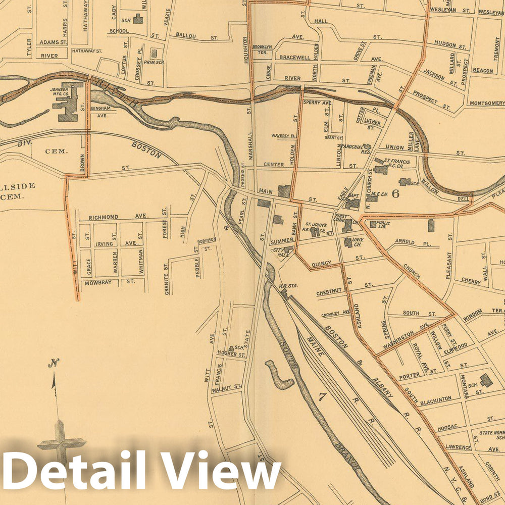 Historic Map : Atlas of Massachusetts, North Adams 1904 , Vintage Wall Art