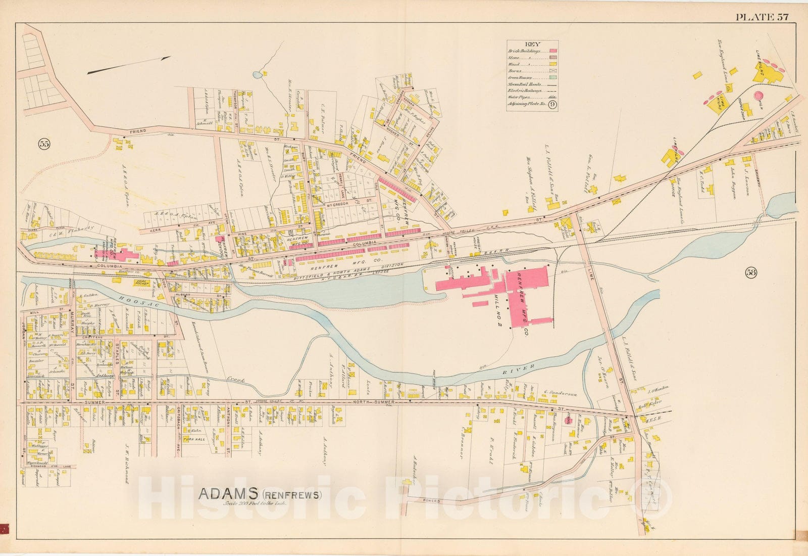 Historic Map : Atlas of Berkshire County Massachusetts, Adams 1904 Plate 057 , Vintage Wall Art
