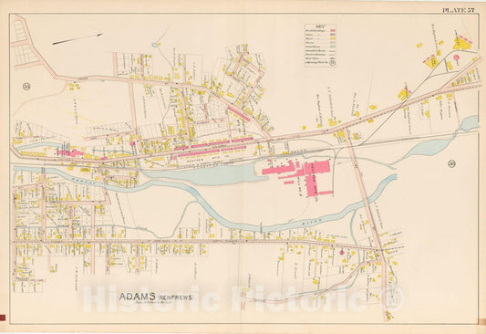 Historic Map : Atlas of Berkshire County Massachusetts, Adams 1904 Plate 057 , Vintage Wall Art