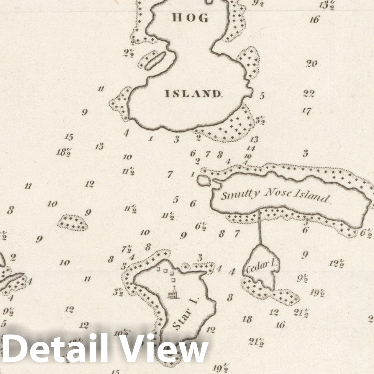 Historic Map : American Coast Pilot 14th Ed., Isle of Shoals 1841 , Vintage Wall Art