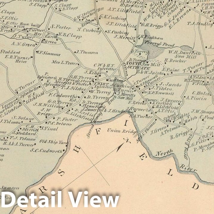 Historic Map : Atlas of Plymouth County Massachusetts, Scituate 1879 , v3, Vintage Wall Art