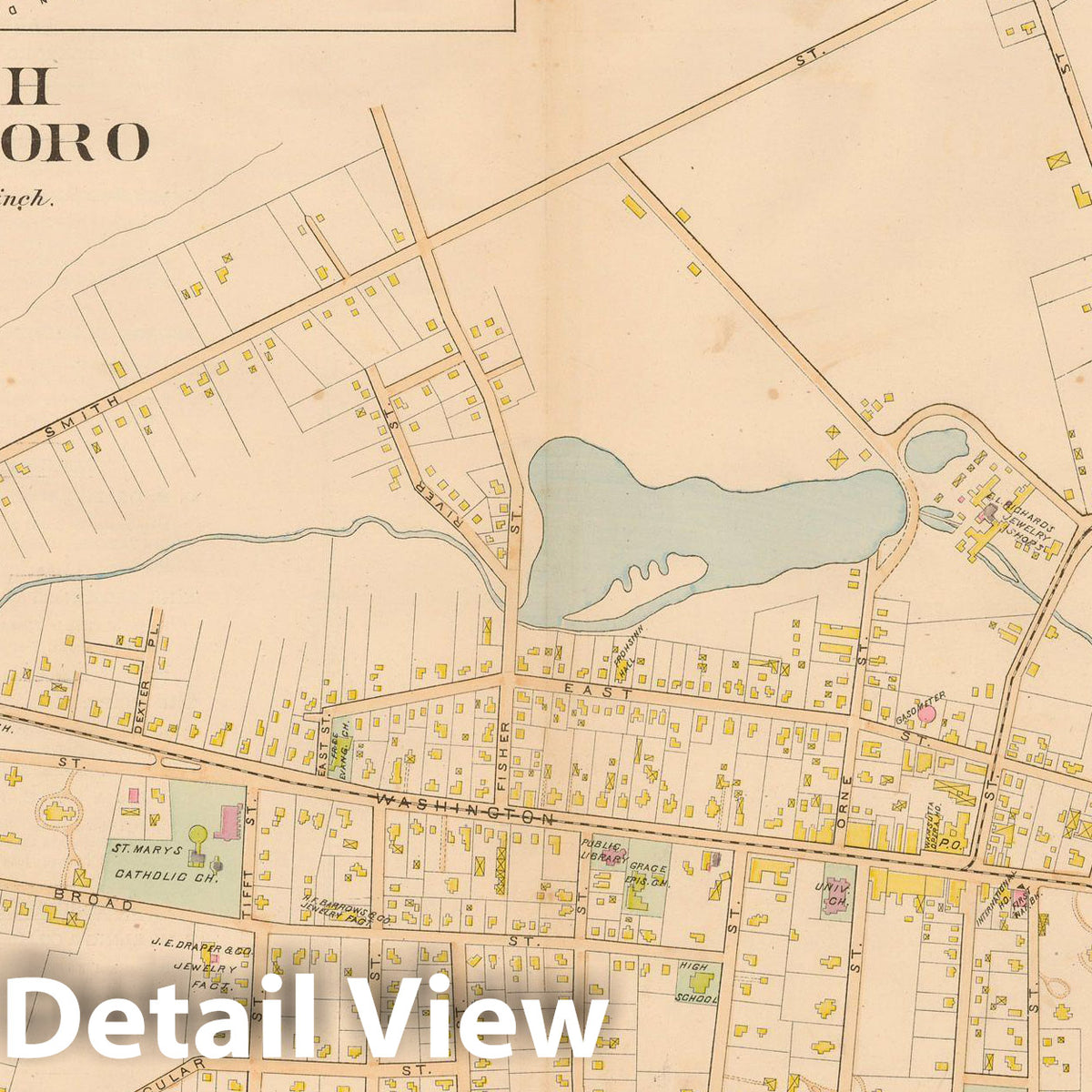 Historic Map : New Topographical Atlas of Surveys Bristol County Massachusetts, North Attleborough 1895 , Vintage Wall Art