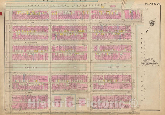 Historic Map : Atlas City of Boston: Boston Proper and Back Bay, Boston 1928 Plate 020 , Vintage Wall Art