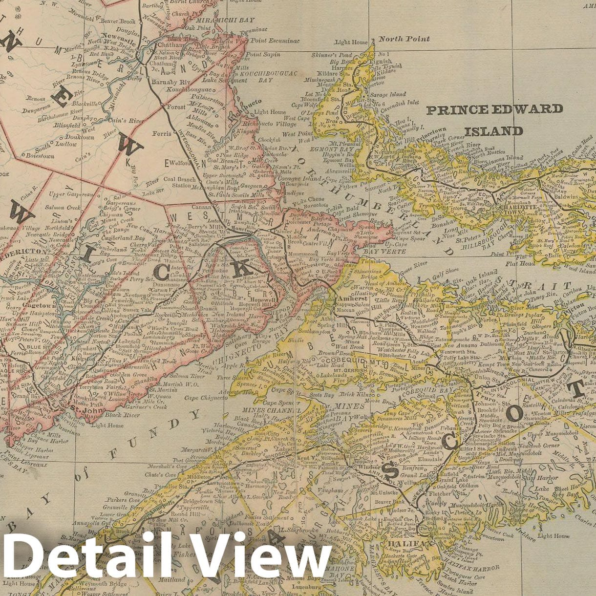 Historic Map : Business Atlas of the USA, New Brunswick & Nova Scotia 1877 , Vintage Wall Art