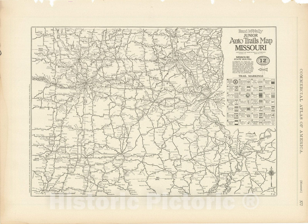 Historic Map : Missouri 1925 , v3, Vintage Wall Art