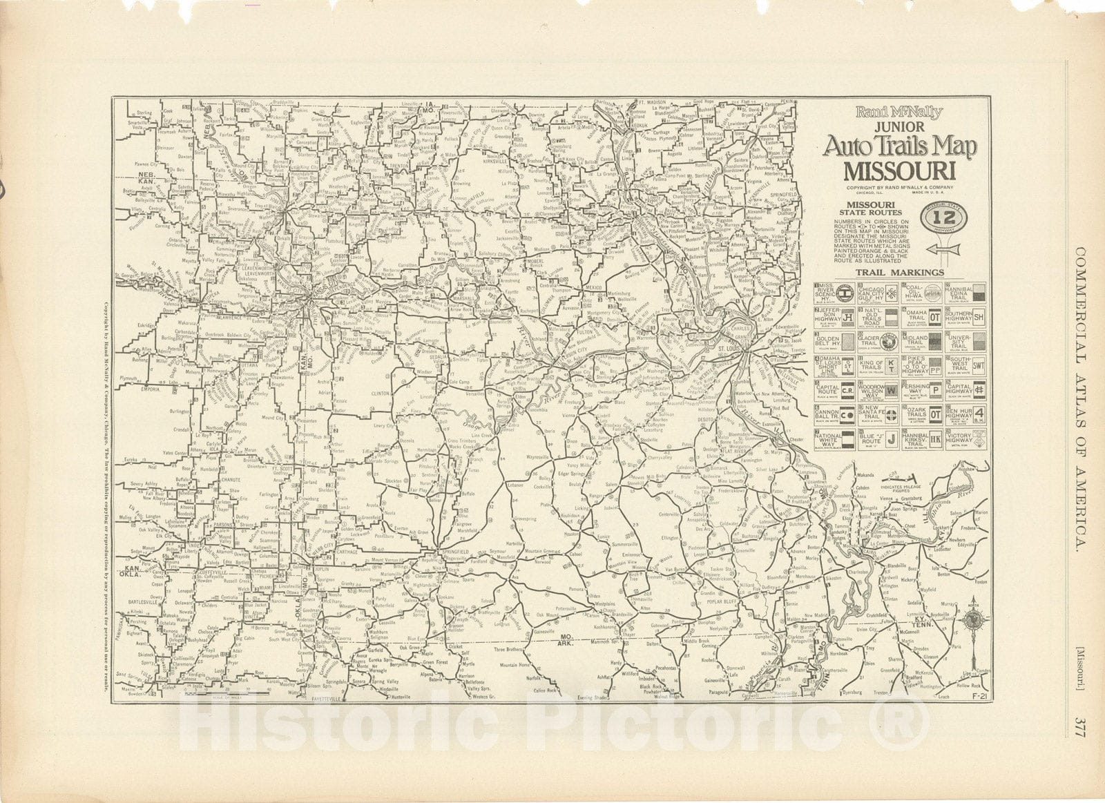 Historic Map : Missouri 1925 , v3, Vintage Wall Art