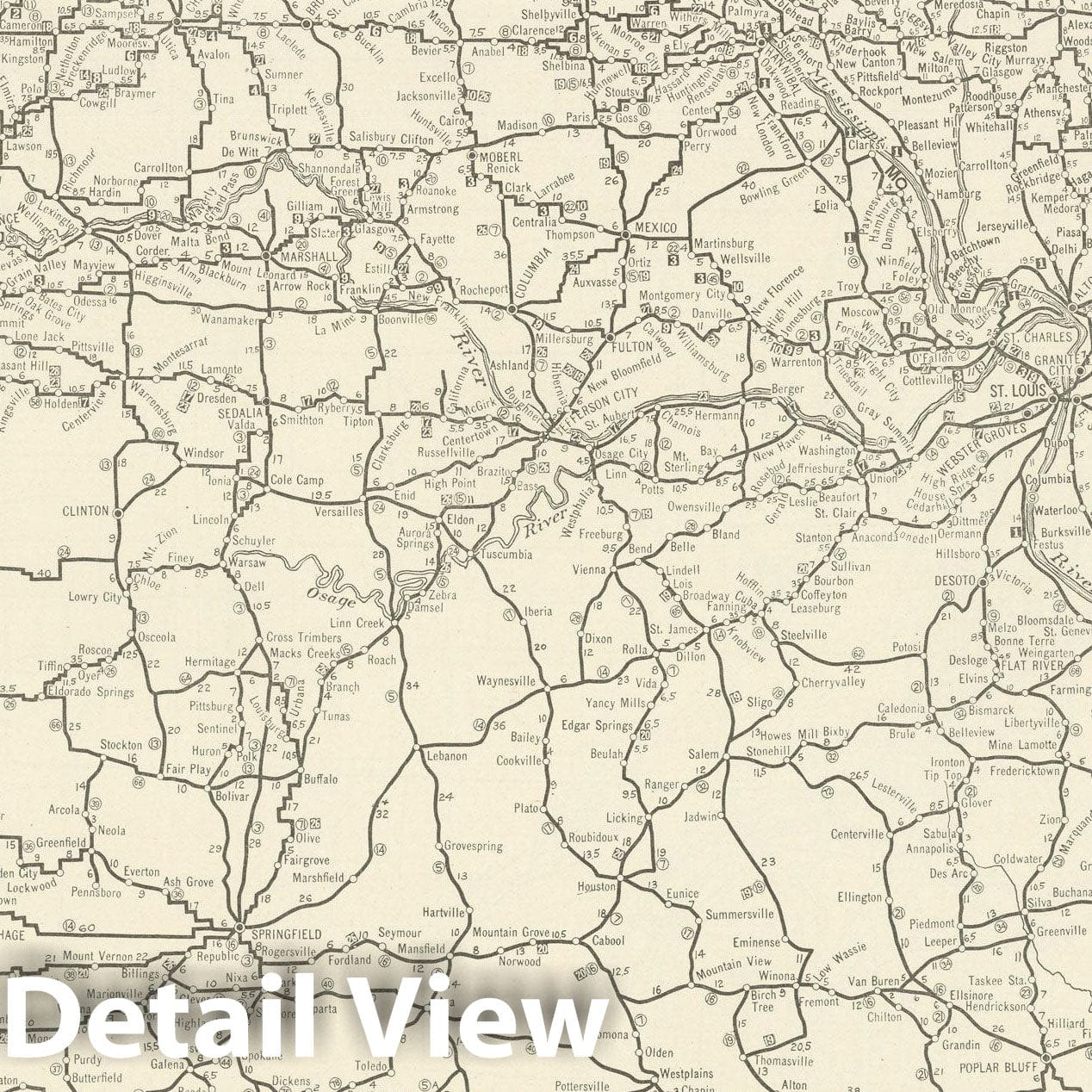 Historic Map : Missouri 1925 , v3, Vintage Wall Art