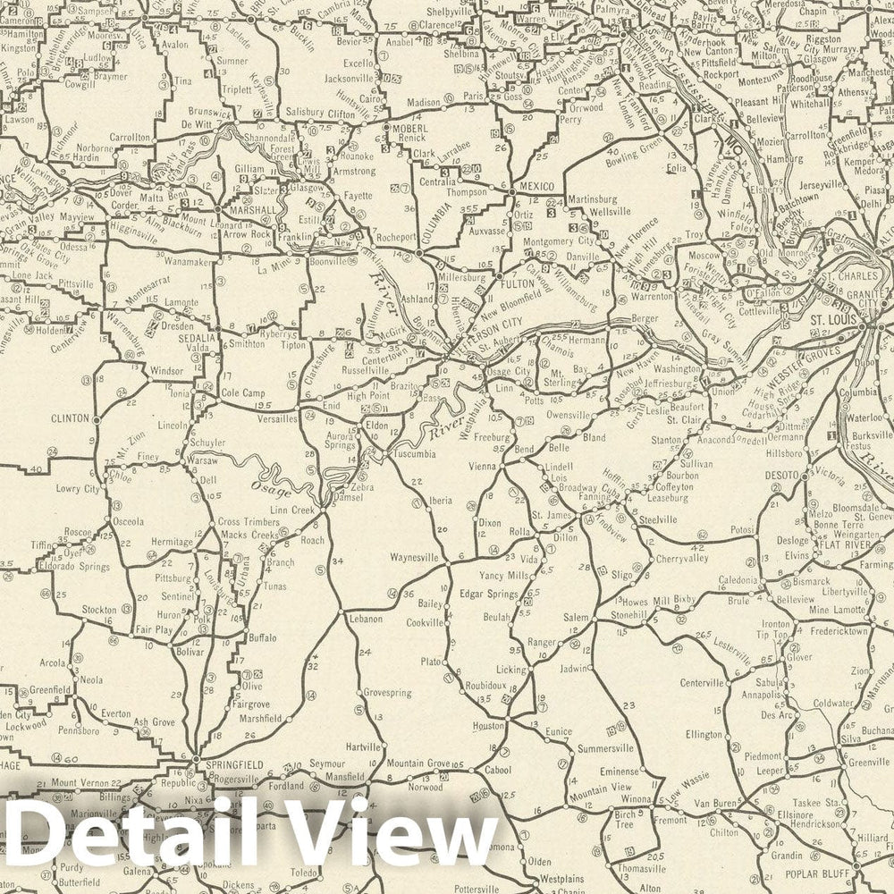 Historic Map : Missouri 1925 , v3, Vintage Wall Art