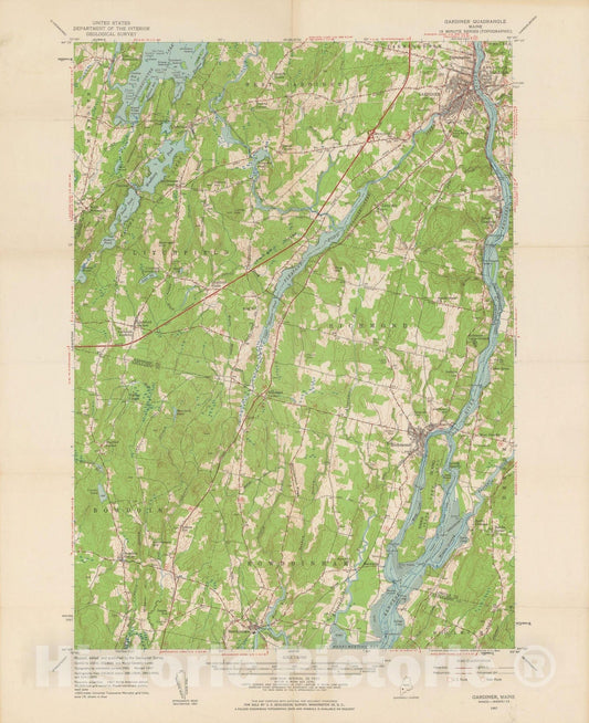 Historic Map : USGS 7.5 Minute Sheets and Quadrangles, Gardiner 1957 Topographic Map , Vintage Wall Art